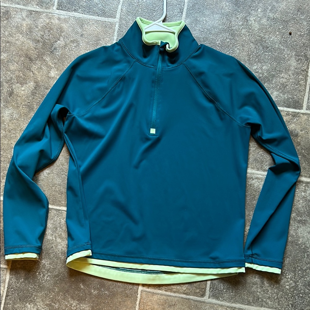 Teal and Yellow Quarter-Zip Pullover